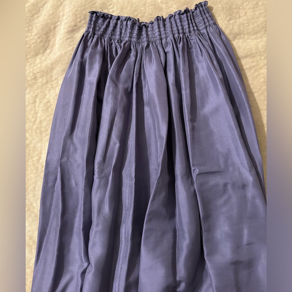 100% Silk Smocked Midi Skirt